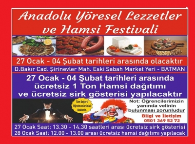 ANADOLU YÖRESEL LEZZETLER VE HAMSİ FESTİVALİNE DAVET