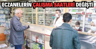 ECZANELERİN ÇALIŞMA SAATLERİ DEĞİŞTİ