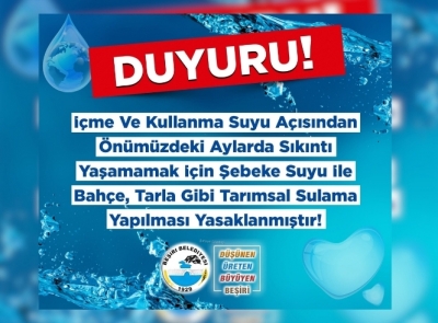 SU İSRAFINA KARŞI DUYURU