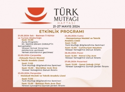 TÜRK MUTFAĞI HAFTASI ETKİNLİKLERİ BAŞLIYOR