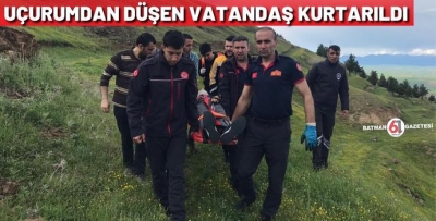 UÇURUMDAN DÜŞEN VATANDAŞ KURTARILDI